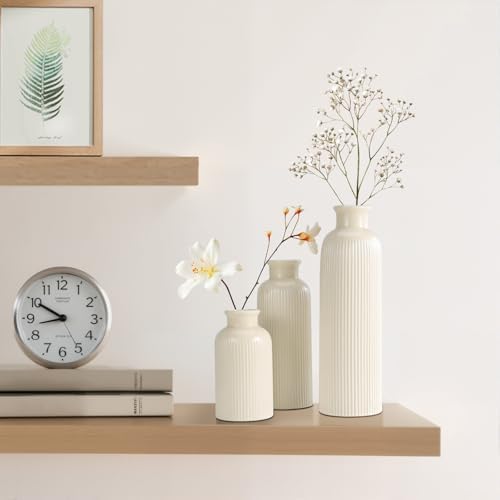 Small Ceramic Vase / Beige / Set of 3