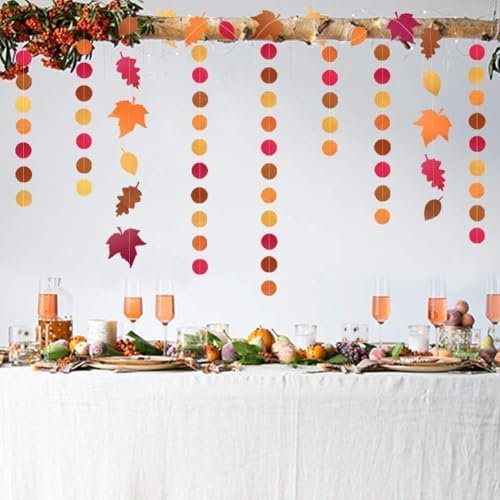 Cheerland Fall Leaf Garlands Thanksgiving Party Decorations Maple Banner Backdrop Hanging Decor Streamer for Woody Birthday Classroom Picnic Wedding Baby Shower Autumn Harvest Woodland Party Supplies
