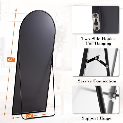 DUMOS 63"x20" Arched Full Length Floor Mirror, Full Body Mirror with Stand