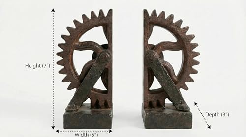 Industrial Gear Decorative Bookends / Wheel Gear / 10.5 Inch