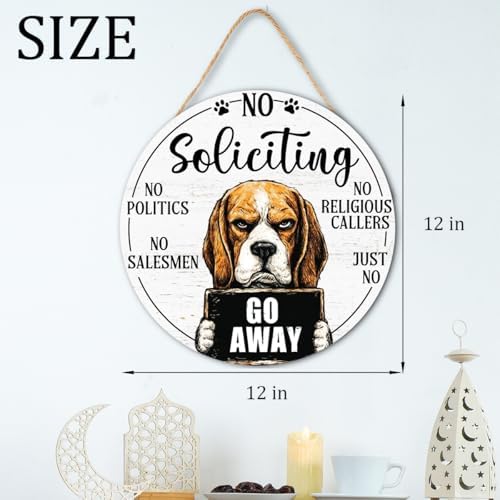 Beagle Dog Gifts No Soliciting Sign for House Front Door, Don't Knock or Ring Doorbell Sign for Dog Lover