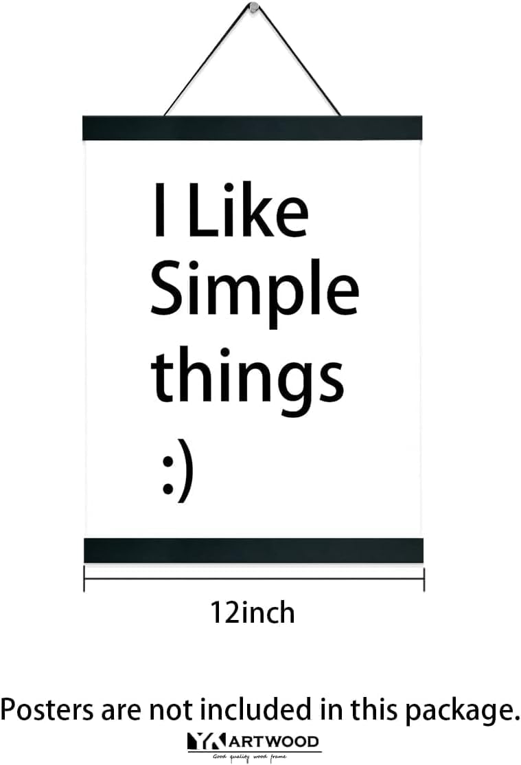 4 Pack Magnetic Poster Hanger Frame 12 inch Black- 12x16 12x18 12x20 12x24 Poster Frame for Wall Art Pictures Photos