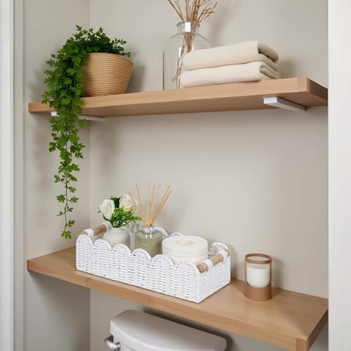 CubesLand Scalloped Toilet Paper Storage Basket W/Handle for Home Decor