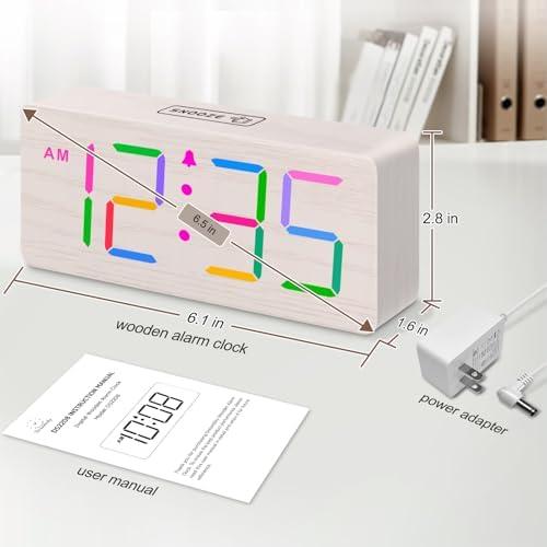 DreamSky Wooden Digital Alarm Clock for Bedroom, Living Room Desk