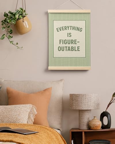 FGFK Everything Is Figureoutable Positive Affirmations Wall Art Poster Hanger Frame, Preppy Sage Green Inspirational