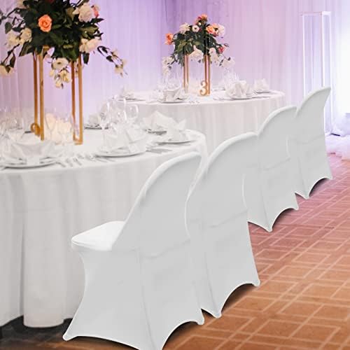 HAINARverS Stretch Spandex Folding Chair Covers, 100PCS Upgrade White