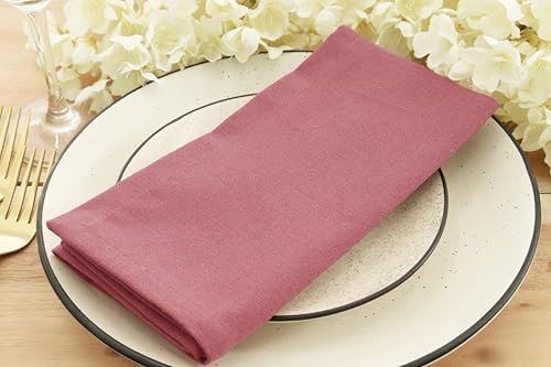 PurpleEssences Cloth Dinner Napkins 18x18 in Set of 12 - Dusky Rose