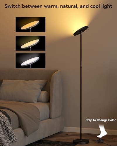JOOFO LED Floor Lamp for Living Room, Torchiere Lamp with Compact Remote