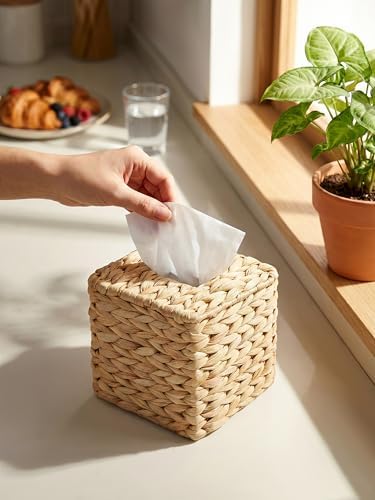 Water Hyacinth Rattan Tissue Box Cover