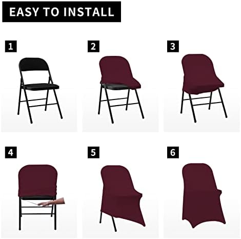 HAINARverS Stretch Spandex Folding Chair Covers, Burgundy, 30 PCS