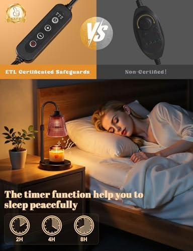 Pomegranate Red Candle Warmer Lamp with Timer, Dimmable Candle Warmer for Home Decor, Height Adjustable Candle Lamp for