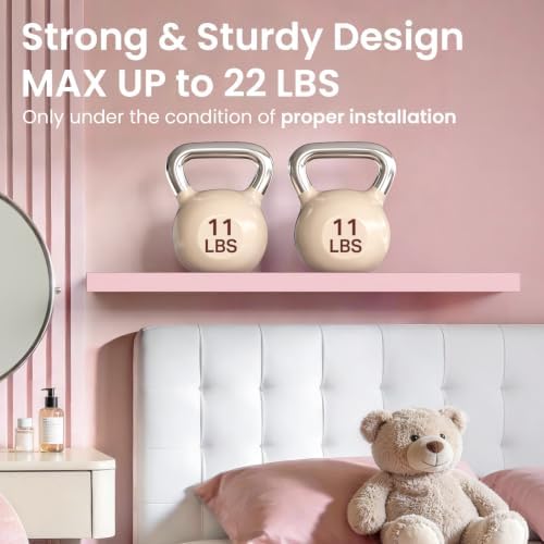 BAYKA Pink Floating Shelves 22.5in, Set of 2, Wall Mounted for Wall Decor