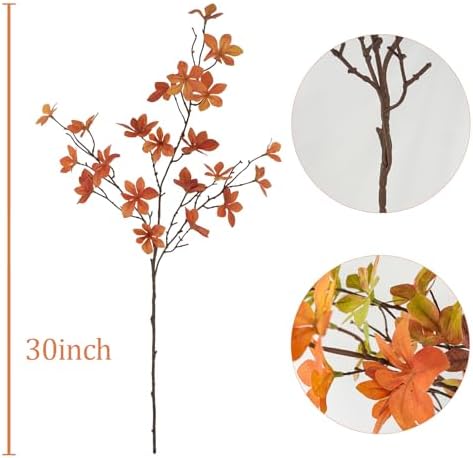 3 Pcs Fall Faux Greenery Stems, Artificial Fall Stem Branches Autumn Leaves with Stems Faux Fall Plants for Vase Home Festival Centerpieces Thanksgiving Fall Decor