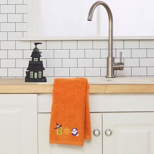 SKL Home Halloween Boo Hand Towel Set-2pc, 100% Cotton, Embroidered, Orange
