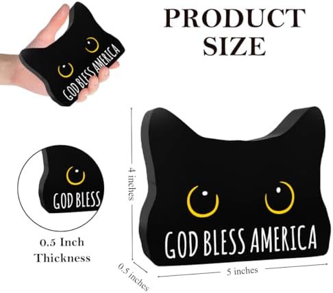 Black Cat Decor Cat Bathroom Decor God Bless America Funny Bathroom Acrylic Decors Sign Cat for Home Bathrooms Cats Lover Independence Day Decor decorativesignage1448