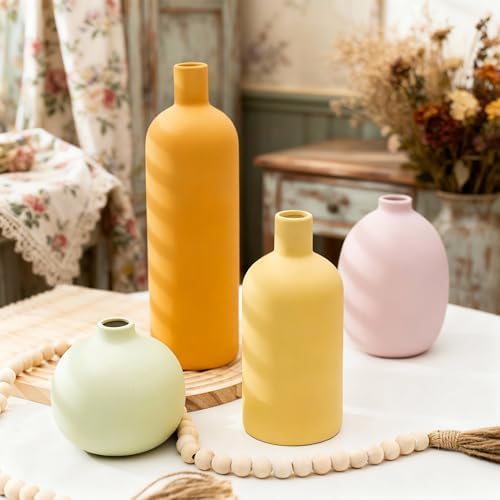 Macaron Ceramic Vase / Rustic Mix / Set of 4