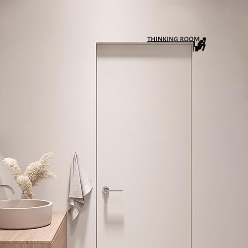 Thinking Room Funny Bathroom Wall Art & Funny Door Sign - Metal Rust-Resistant Decor with Humorous Quotes | Black Funny Bathroom Signs for Restroom | 13.8''x3.5'' Unique Toilet Door Topper Décor