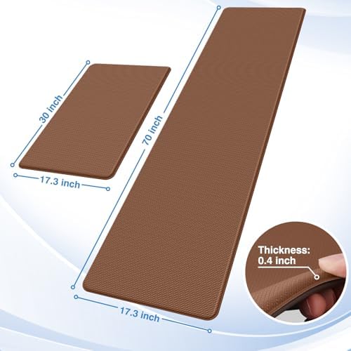 StepRite Kitchen Mats for Floor, 2-Pack Anti-Fatigue Rugs, Terracotta Brown