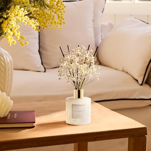 COCORRÍNA Reed Diffuser - Gardenia 6.7 Fl.oz Reed Diffuser Set with Sticks & Preserved Baby's Breath, Reed Diffuser for
