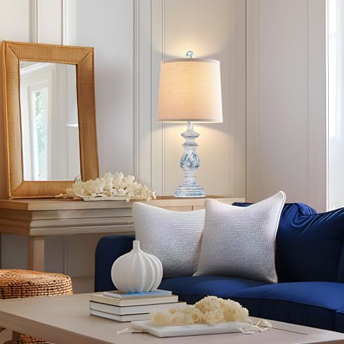 PARTPHONER Traditional Table Lamp Set of 2, Rustic Farmhouse Table Lamps for Living Room Bedroom, 22" Bedside Desk