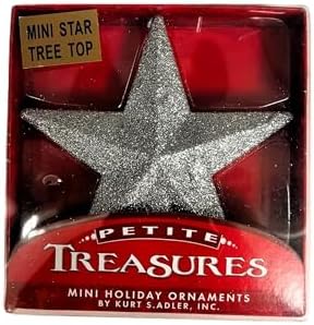 Kurt Adler 4" Petite Treasures Silver Glittered Mini Star Christmas Tree Topper - Unlit