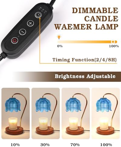 Funistree Flower Candle Warmer Lamp with Timer, Dimmable Candle Lamp Warmer, Christmas Birthday Gifts for Women Mom