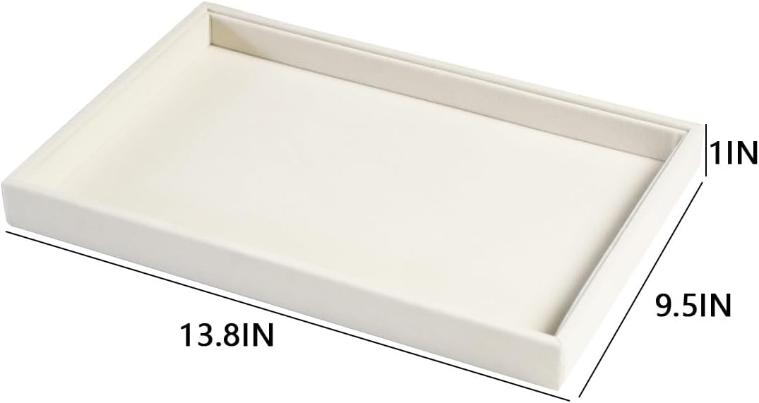 /Set Stackable Jewerlry Organizer Tray Blank Tray Holder / Blank+blank / Beige Velvet / Set of 2