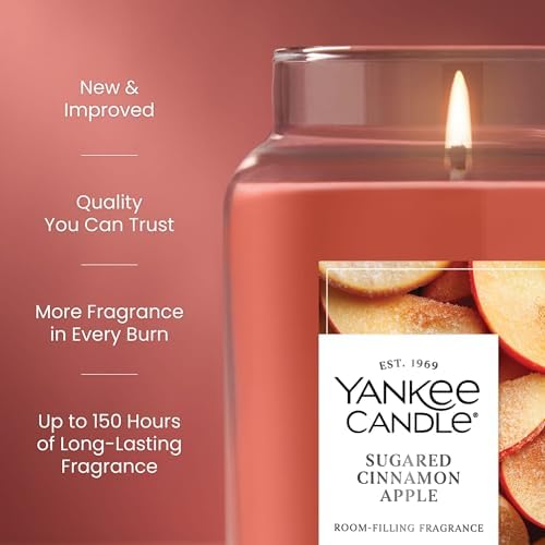 Yankee Candle Sugared Cinnamon Apple, Scented Candle, 22oz Large Jar with up to 150 Hour Burn Time, Giftable (Pack of 4)