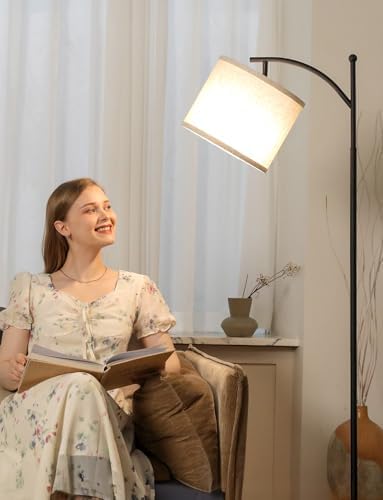 Ambimall 60" Modern Floor Lamp with Beige Shade, 9W LED Bulb