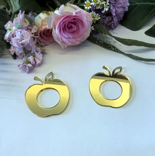 Set of 10 Rosh Hashanah Acrylic Mirrored Apple Napkin Rings - Elegant Fruit Style Decorative Holders for Jewish New Year Celebrations (Gold Mirror, Jewish)
