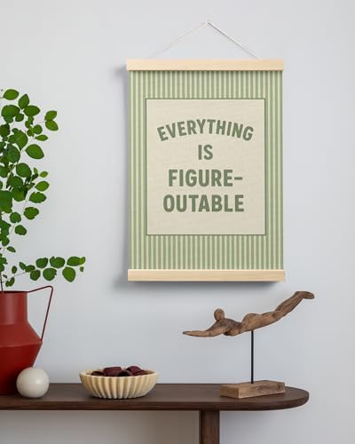 FGFK Everything Is Figureoutable Positive Affirmations Wall Art Poster Hanger Frame, Preppy Sage Green Inspirational