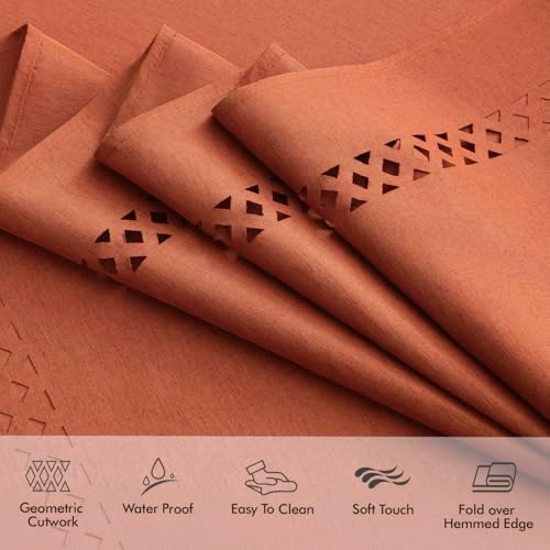 MIULEE Burnt Orange Fall Rectangle Tablecloth with Cutouts 52x70 Inch