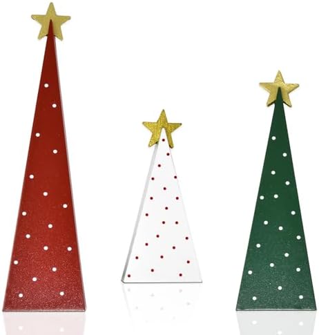 3 Christmas Trees Wooden Table Decorations Centerpiece Block Holiday Tree