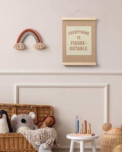 FGFK Everything Is Figureoutable Positive Affirmations Wall Art Poster Hanger Frame, Retro Warm Beige Inspirational