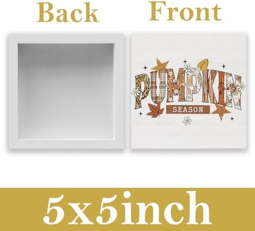 Pumpkin Season Sign Fall Thanksgiving Decorations for Home 5 X 5 Inch