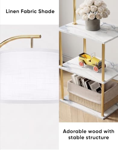 PARTPHONER Floor Lamp with Table, Night Stand with Lamp, Narrow Side Table with 3CCT LED Bulb, Small Coffee Table