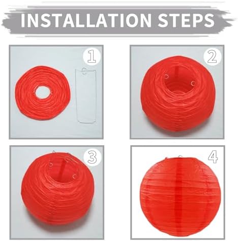 Red Paper Lanterns Round Hanging Lanterns for Birthday Wedding Baby Bridal Shower Christmas Home Party Decoration (9 PCS)