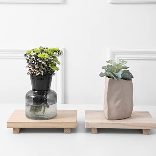 Small Wood Tray Pedestal Stand Farmhouse Bathroom Decor Decorative / Burlywood / 9 x 5.9 x 1.6