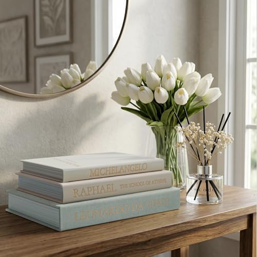 Linen Faux Book Box Set of 3, Decorative Books for Shelves, Fake Books for Decoration with Secret Compartment, Modern