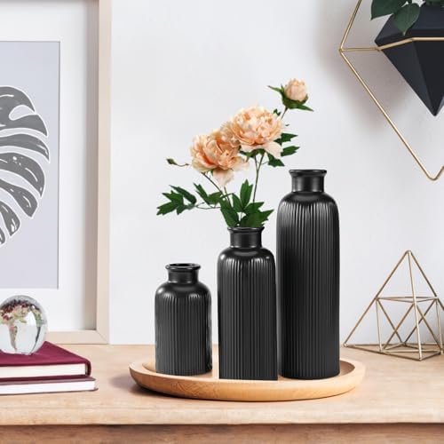 Small Ceramic Vase / Black / Set of 3