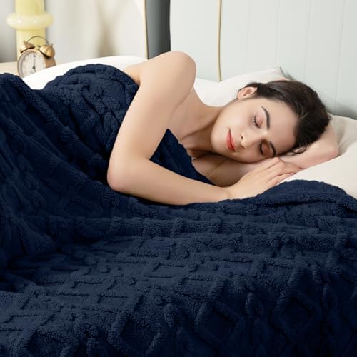 Aganear Fleece Throw Blanket for Couch Sofa 60"x80" Navy