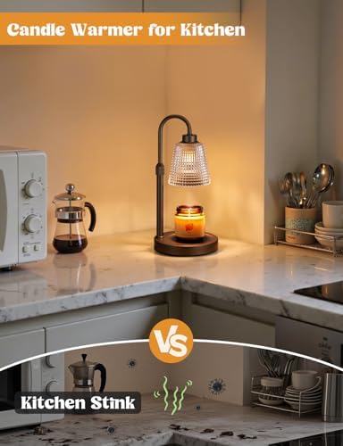 Brown Candle Warmer Lamp with Timer, Dimmable Candle Warmer for Jar Candles, Height Adjustable Wax Melts Warmer