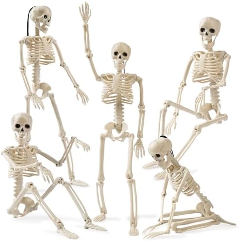 Skeleton Halloween Decorations, 5Pcs 16inch Full Body Posable Joints