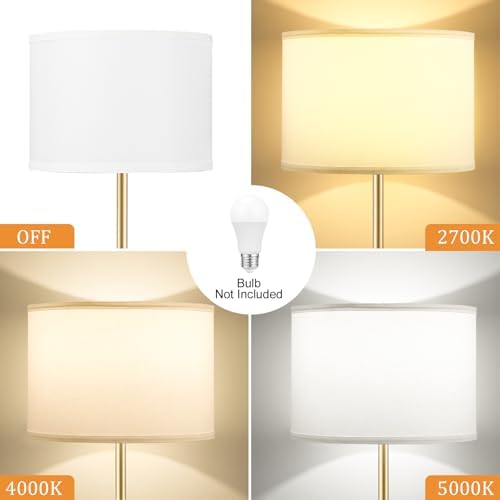 Ambimall 60'' Modern Floor Lamp with Shade, Tall Lamps for Living Room, Bedroom, Office, Dining Room, Gold & Black Lamp