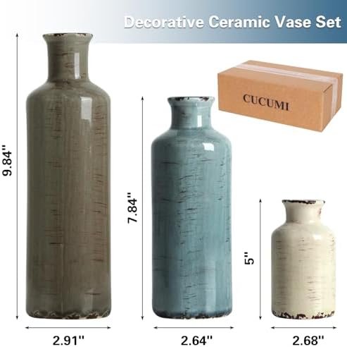 Ceramic Vases / Farmhouse Flower Vases Decor / A-morandi / Set of 3