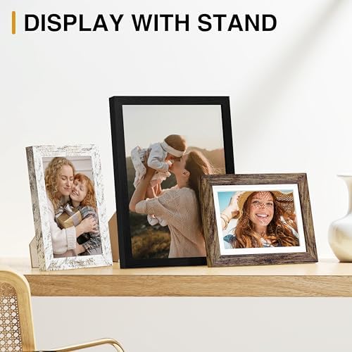 Vittanly 15 Pack Gallery Wall Frame Set, Black, Brown, Distressed White