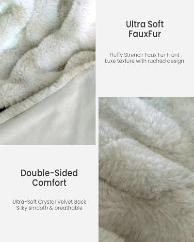 Ultra Soft Cozy Faux Fur Throw Blanket, Fuzzy Plush Thick Bubble Blanket, Luxury Fluffy Blanket for Couch, Sofa
