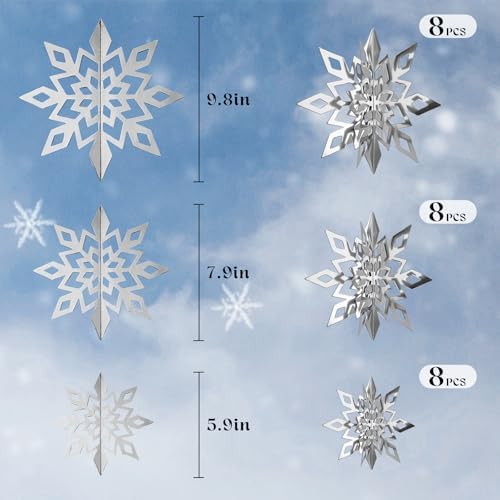 Hanging Snowflakes from Ceiling, Silver Christmas Ornaments