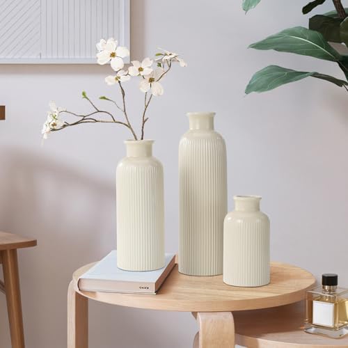 Small Ceramic Vase / Beige / Set of 3