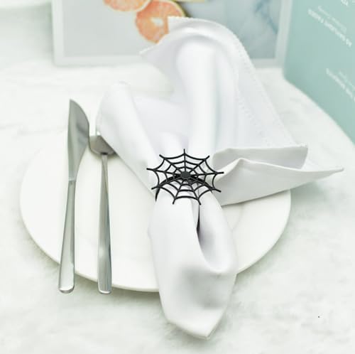 Black Spider Web Napkin Rings Set of 6,Metal Halloween Napkin Holders for Family Party Wedding Dining Home Table Decors Halloween Decorations